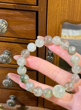 原创天然绿兔毛绿萤石手串女烟雨江南气质百搭新款直播饰品