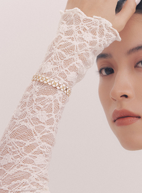 HERBE合璧 白瓷柿蒂手镯 细版 冷珐琅东方白 纹样手工拉丝工艺