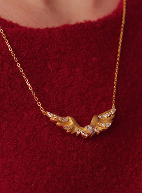 HERBE合璧 璀璨翼马[新品]飞翼项链古法手工拉丝毛衣链女新年礼物