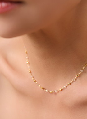 HERBE合璧 留光金珠白金色项链叠戴链锁骨链日常时尚百搭通勤女款