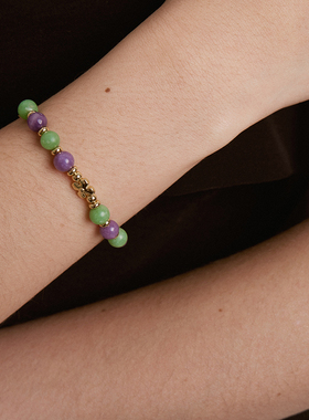 HERBE合璧 [同款推荐] 敦煌色串珠浮绿手链 天然玉石