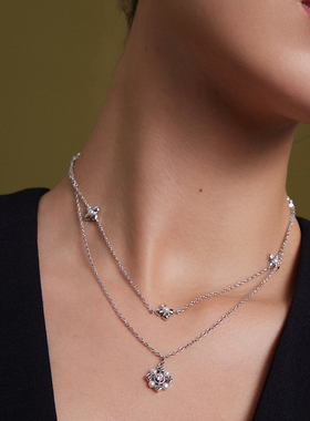 HERBE合璧 五代柿蒂纹样五花四叶草懒人双层项链日常时尚百搭女款