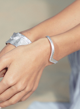 HERBE合璧 白沙海鸥细手镯手工钉砂工艺开口镯度假时尚百搭女款