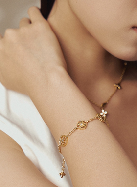 HERBE合璧 五代柿蒂纹样五花四叶草手链手饰 通勤时尚百搭小众女