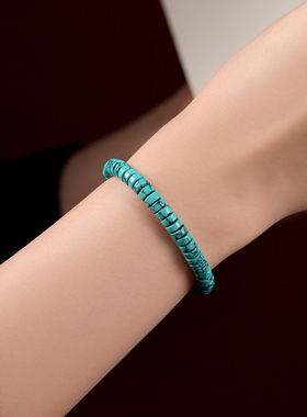 高瓷绿松石散珠串珠素圈手串