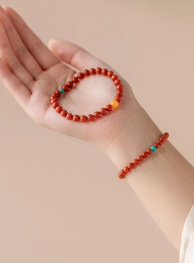 满肉满色南红蜜蜡好运手串