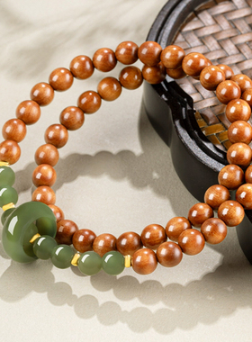 老料印度老山檀和田玉佛珠手串