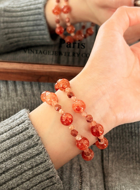 红胶花蓝晶石水晶情侣手串