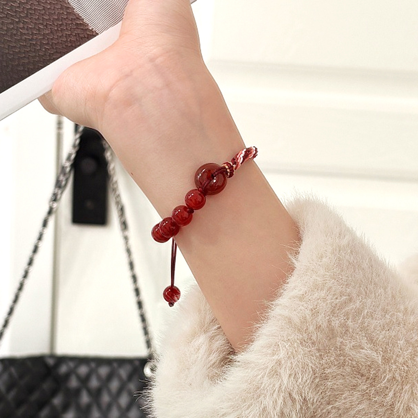 2026马年本命年红绳手链女款转运红玛瑙平安扣手工编织绳红色手绳,淘宝优惠券,粉丝福利购,淘宝优惠卷