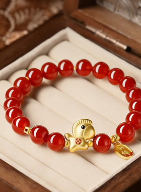 【普陀山祝福】红玛瑙纯银手串