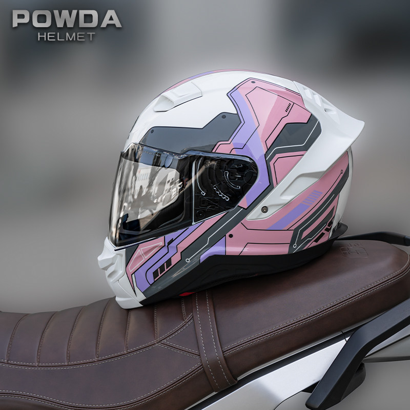 powda摩托车头盔男女蓝牙机车全盔3C覆式四季通用复古个性防雾