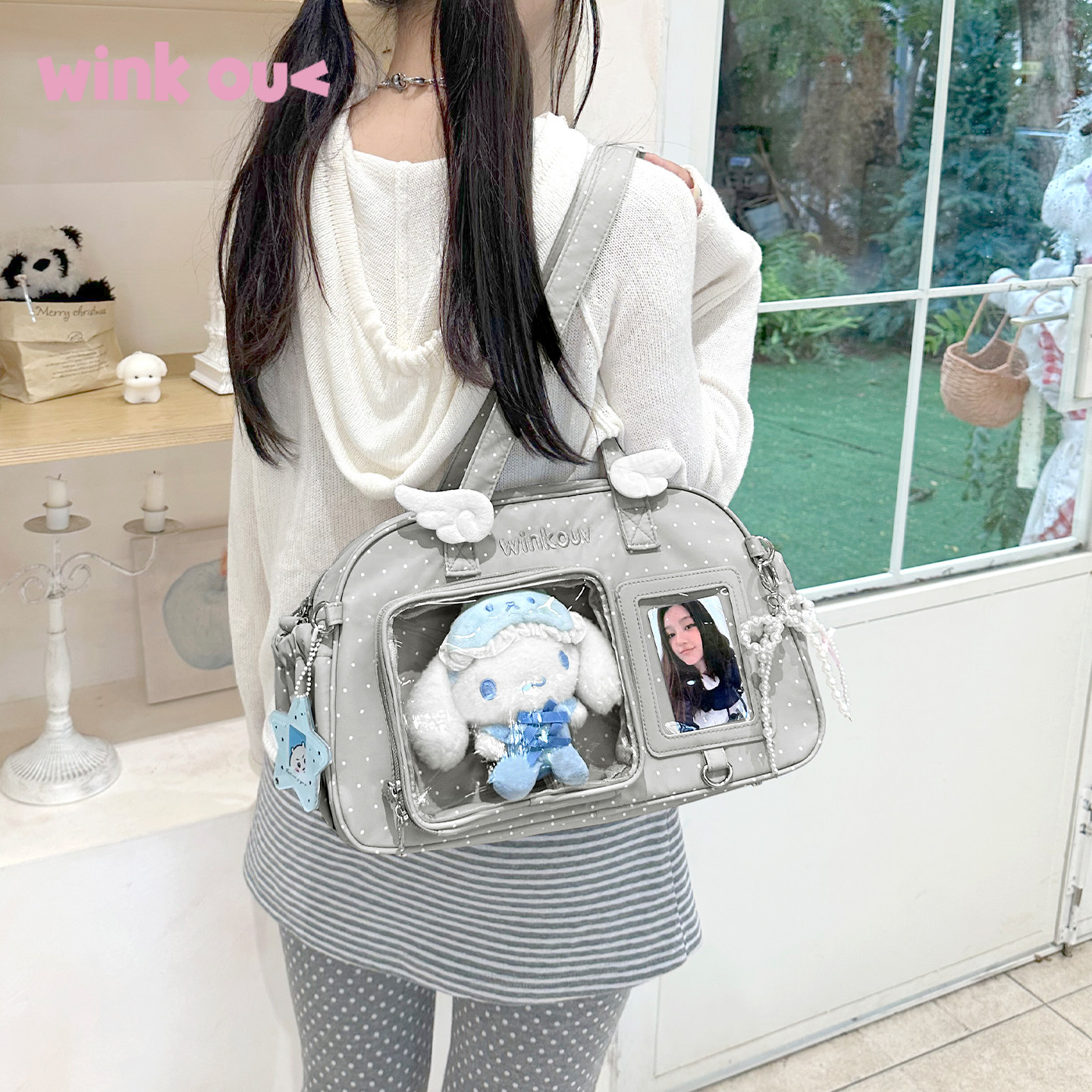 winkouv小食量单肩外出小痛包日常款追星波点吧唧斜挎包15cm娃包,淘宝优惠券,粉丝福利购,淘宝优惠卷