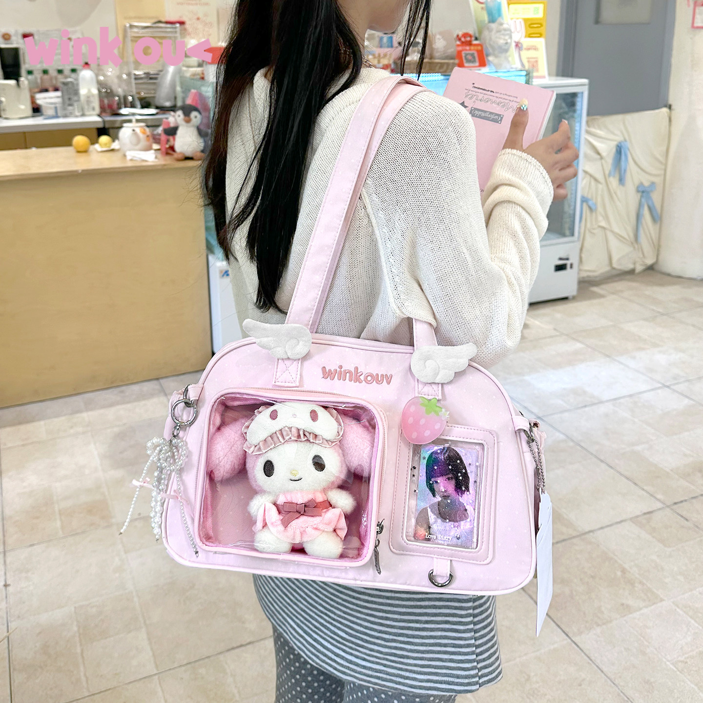 winkouv小食量单肩外出小痛包日常款追星波点吧唧斜挎包15cm娃包,淘宝优惠券,粉丝福利购,淘宝优惠卷