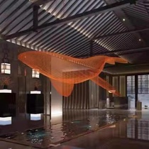 Iron Art Hollowed-out Whale Sculpture Stainless Steel Woven Dolphin Marine Museum Animal Hotel Showroom Hanging Decorations