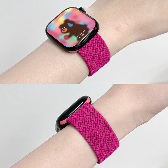 适用Apple Watch苹果手表带S10编织单圈iWatch弹力表带s9/s8新款尼龙官方同款3/4/5/6/7/se2代通用ultra男女