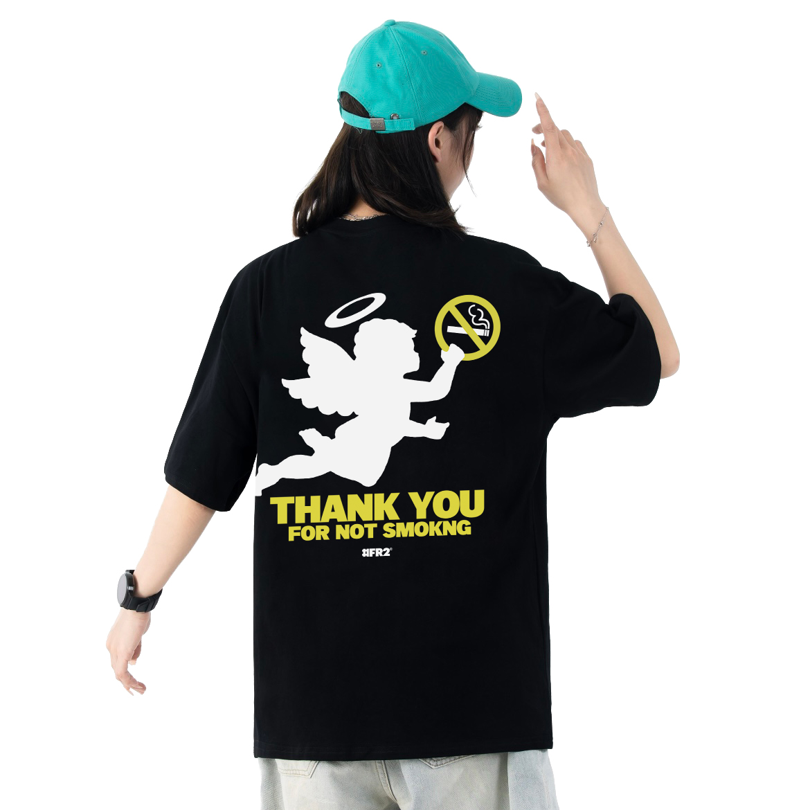 #FR2頭狂 THANK YOU Angel T-shirt 男女情侣纯棉短袖T恤打底衣 - 图0