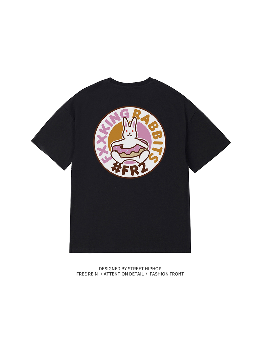 #FR2頭狂 Rabbit Donut T-shirt 男女情侣青春日系潮宽松短袖T恤 - 图3