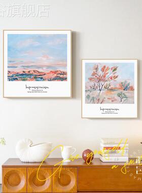 网红多巴胺风油画餐厅挂画客厅背画简约卧景室装饰高墙级景感