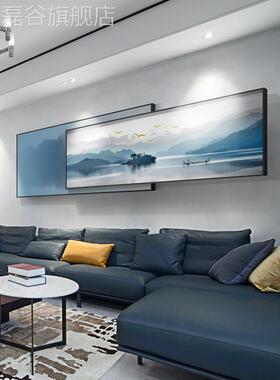 网红现代约客装饰画新简中山水画山河厅故壁里画大气沙发背景墙式