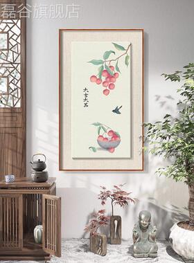 网红新中国好运枝画手绘寓厅油画客入口装风饰画意好餐厅挂荔画