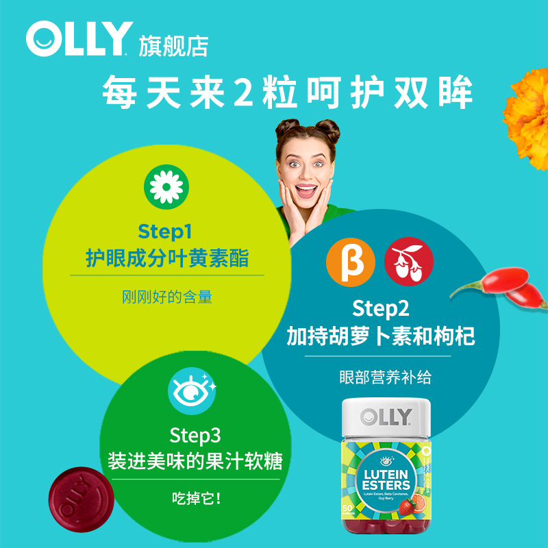 OLLY葉黃素酯大眼軟糖胡蘿卜素成人兒童上班族長期用眼藍莓_OLLY旗艦店_保健食品_膳食營養補充食品