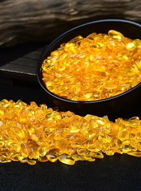 招财黄水晶碎石搭配元宝聚宝盆