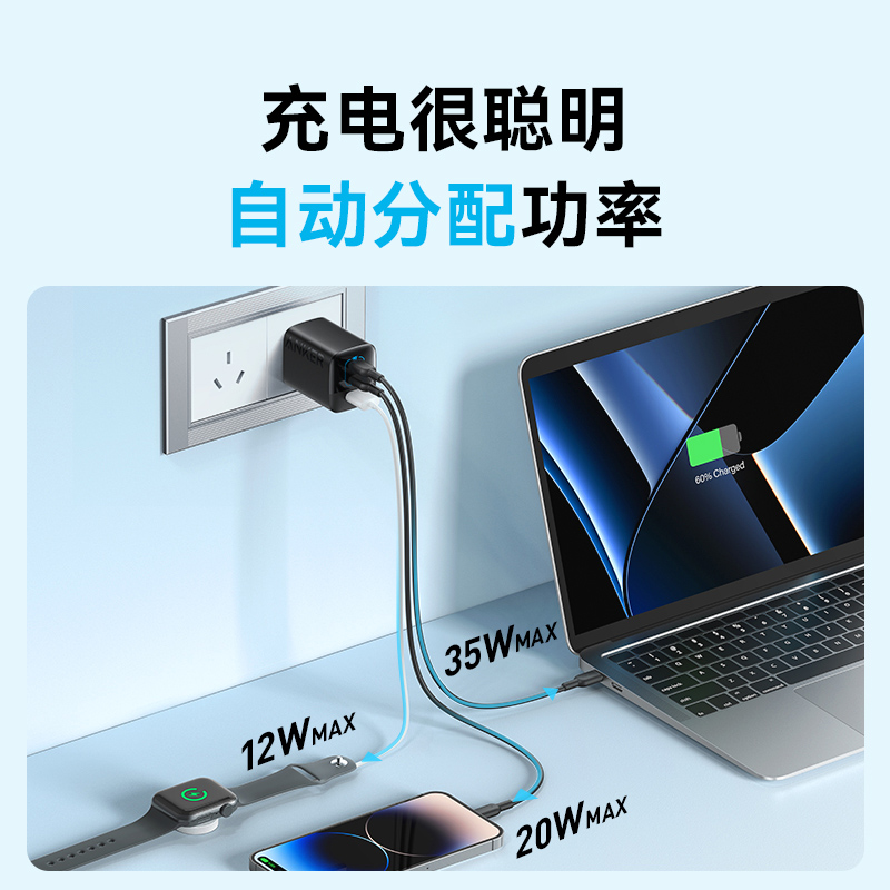 【阿里官方自营】ANKER安克67W氮化镓TypeC充电器65W充电器插头快充适用苹果系列iPhone15手机笔记本电脑iPad - 图2