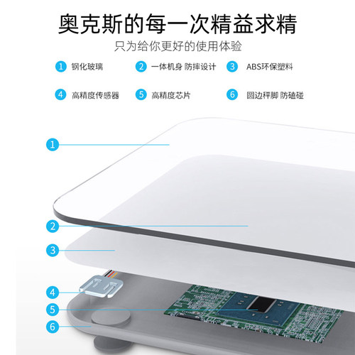 奥克斯体重秤家用电子秤精准充电人体称高精度称重宿舍体脂秤279 - 图2
