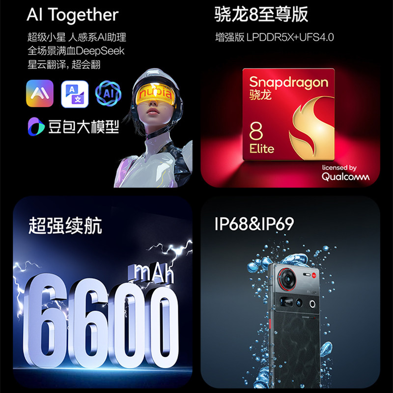 【官方正品】努比亚Z70S Ultra 摄影师版 骁龙8至尊版 I68&IP69 6600mAh续航 35MM定制光学游戏学生大屏手机