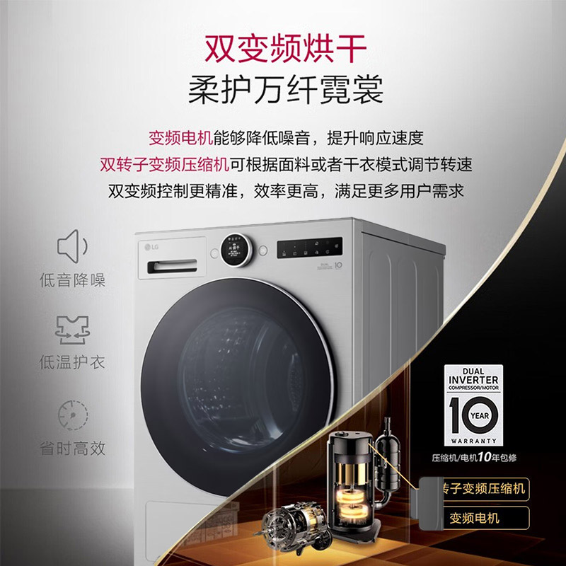 LG觅境原装进口干衣机变频热泵烘干机10公斤智能家用RH10X77V2N - 图2