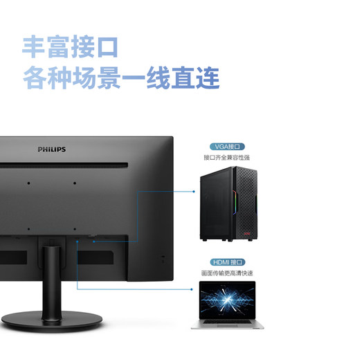 飞利浦22英寸显示器高清办公电脑显示屏IPS可壁挂液晶屏221i8 - 图2