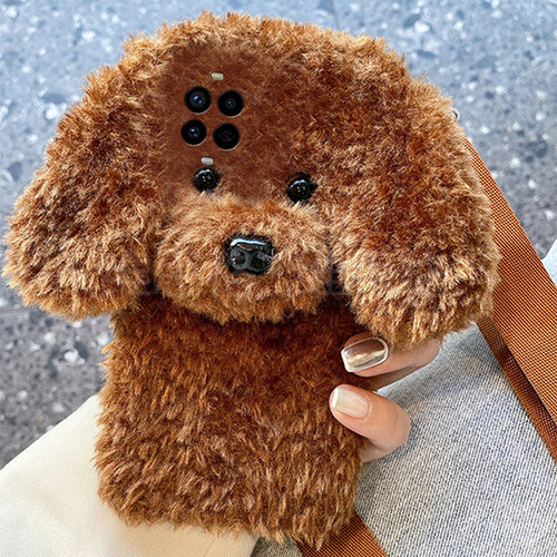毛绒泰迪狗适用华为nova14ultra手机壳13pro秋冬12毛茸茸11se带10z挂绳9可8斜挎7i卡通4e可爱2plus毛毛2s硅胶 - 图3