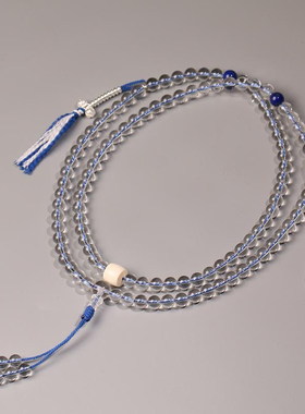 收藏级白水晶念珠佛珠猛犸直切银计数金刚萨埵修法用108佛珠