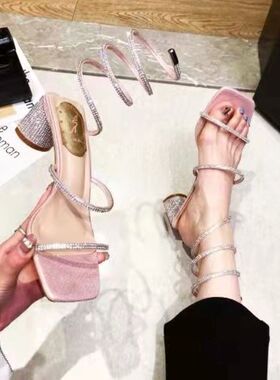 2022 Summer Women's Sandals Fashion Luxury Club Square Toe R