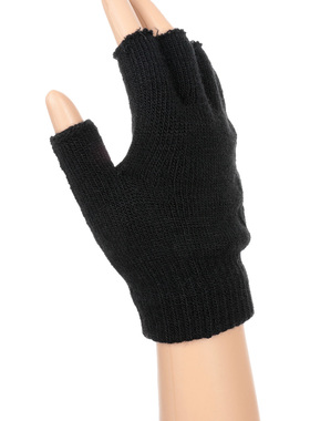 New Men Black Knitted Fingerless Gloves Autumn Winter Outdoo