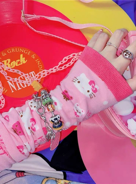 Fingerless Gloves Women Lolita Pink Warm Elastic Leg Warmers