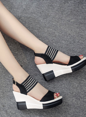new Fashion Wedge Women Shoes Casual Belt Buckle High Heel S