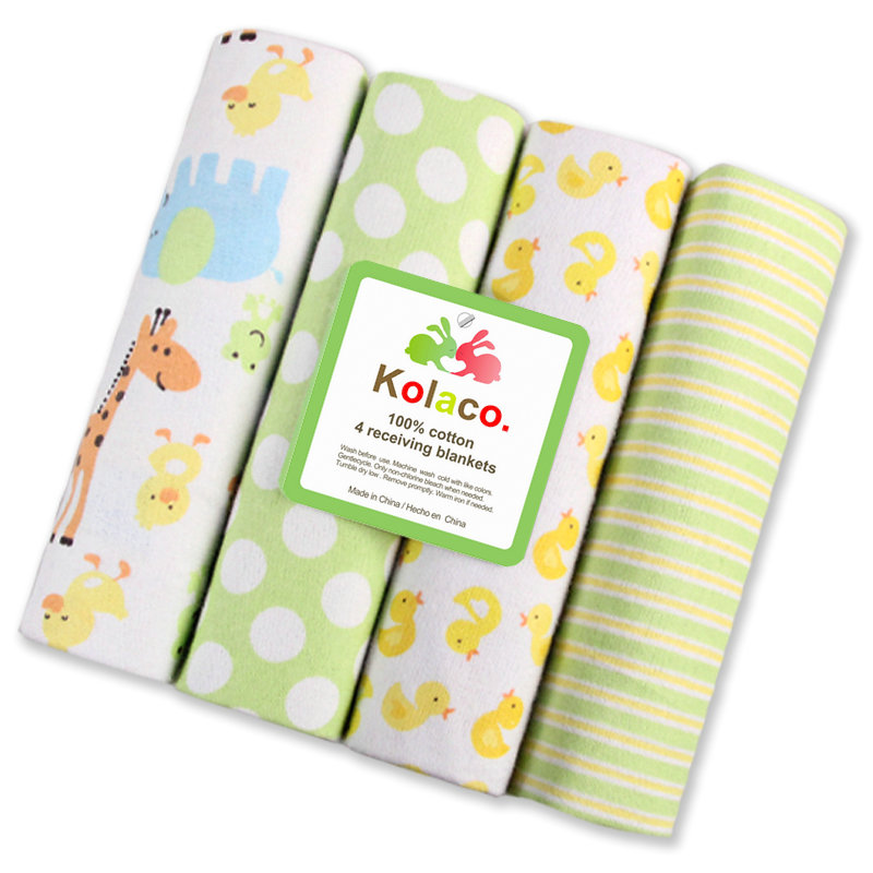 76*76 4Pcs/Lot Muslin Cotton Flannel Baby Swaddles Soft Newb - 图1