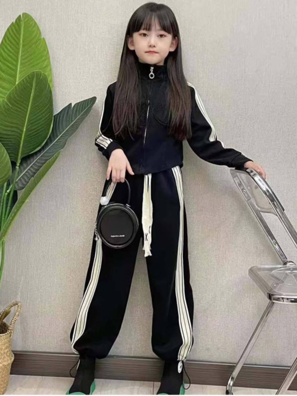 童装女童套装春秋休闲纯棉运动服2025新款儿童青年成人衣服二件套 - 图0