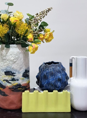 美瓷物语B160外贸出口陶瓷花瓶 鲜花花瓶 北欧风 中古 孤品 微瑕