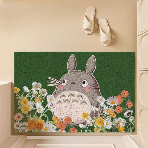 龙猫可爱动漫地垫入户门门口玄关丝圈耐脏防滑蹭土吸尘可裁剪地毯 - 图0