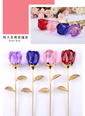 三八女王节礼物水晶玫瑰花摆件送女友生日结婚周年纪念日礼品创意