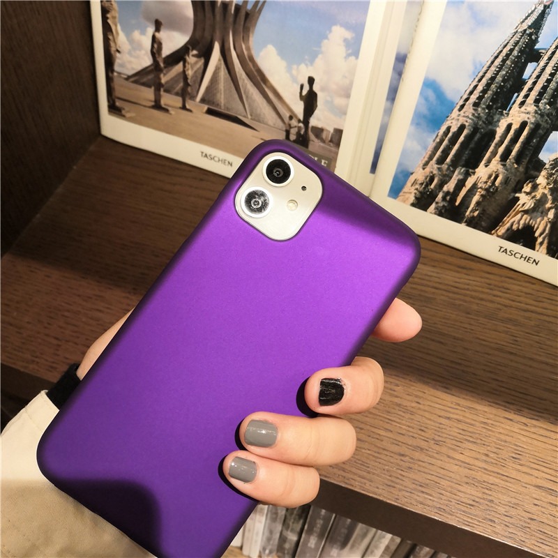 15pro/14MAX13电光紫深紫色磨砂11ProMax手机壳适用苹果12 7/8p/SE保护硬壳潮半包保护壳 - 图0