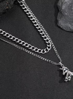 NG马年独角兽吊坠钛钢项链男士