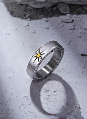 NG太阳花钛钢戒指情侣对戒高级感