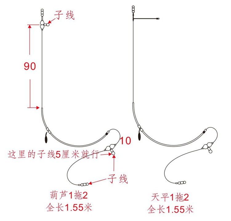 船钓中通天平二拖一钓组沉船海钓拉流串钩天地线组葫芦单刀分叉器 - 图0
