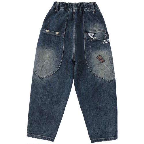 男童裤子秋冬2025新款休闲宽松加绒牛仔裤帅气中大童直筒长裤 - 图3