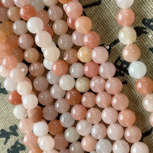 天然桃花酿玉石散珠 手串圆珠手工diy饰品配件串肉粉珠子 - 图2
