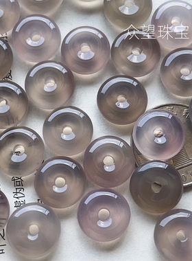 15mm天然烟灰玛瑙怀古平安扣圆环隔片散珠 项链吊坠diy饰品配件