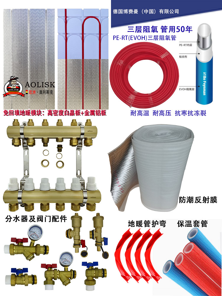 地暖模块铝板超导节能干式免回填安装水地暖管保温板家用全套设备 - 图0